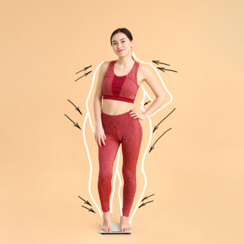 Confident woman showing body contour improvement